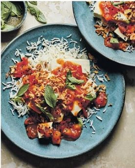 Tofu with ginger & soy tomato sauce