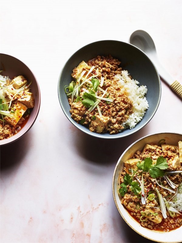 Tofu with minced pork (Ma-po tofu)