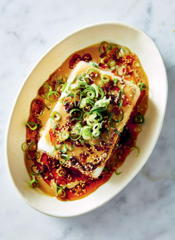 Tofu with sesame, garlic & chilli oil