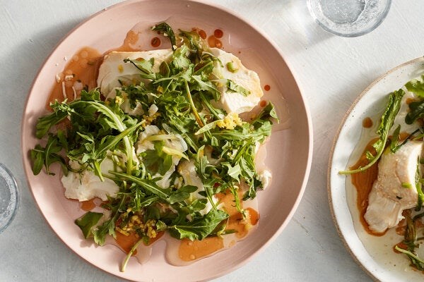 Tofu with sizzling scallion oil