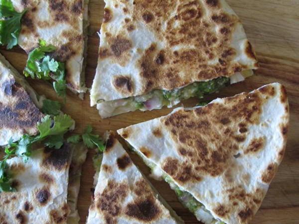 Tomatillo chicken quesadillas