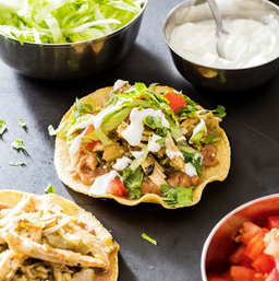 Tomatillo chicken tostadas