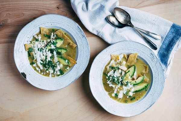 Tomatillo tortilla soup