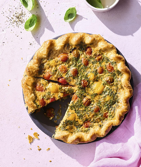 Tomato + basil quiche