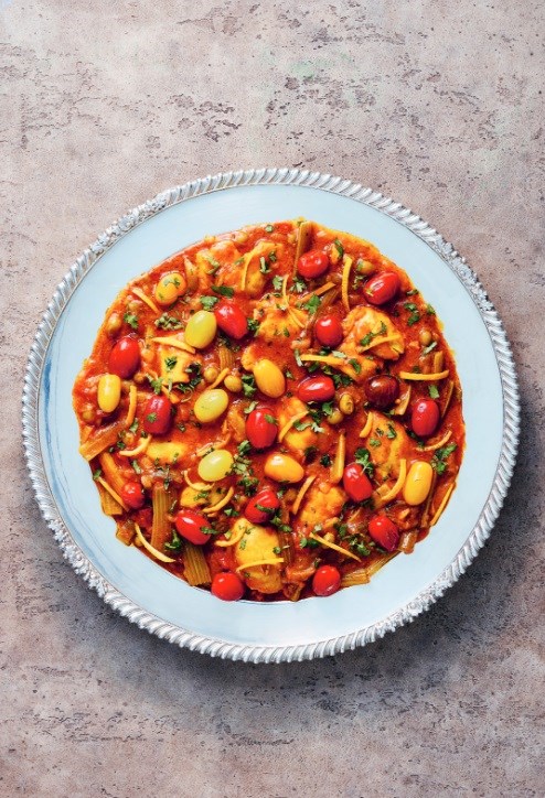 Tomato & celery stew with chicken (Khoresh karafs va gojeh)