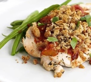 Tomato & crispy crumb chicken