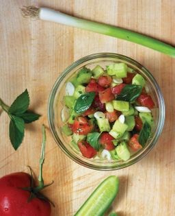 Tomato + cucumber + mint salad (Shirazi salad)