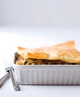 Tomato & eggplant filo bake