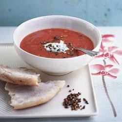 Tomato & tamarind soup with toasted spices & raita