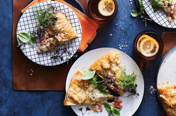 Tomato, anchovy and Gruyere tart