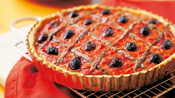Tomato and anchovy tart