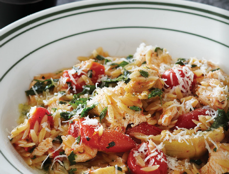 Tomato and artichoke orzo risotto