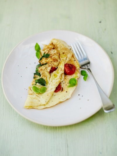 Tomato and basil omelette