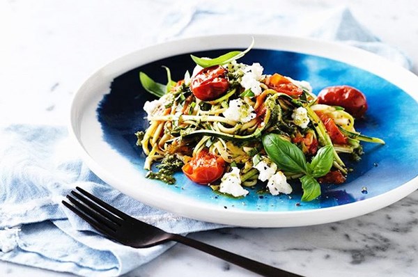 Tomato and basil zucchini pasta