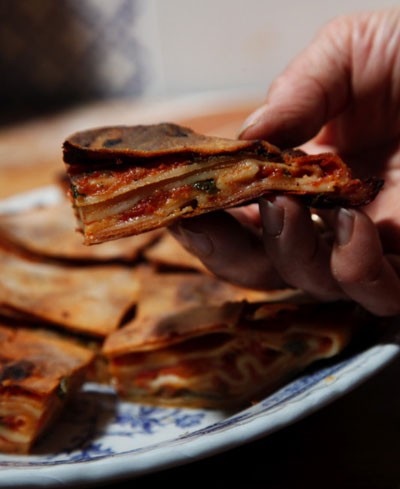 Tomato and cheese pie (Scaccia ragusana)