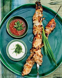 Tomato-and-cilantro-marinated chicken shashlik