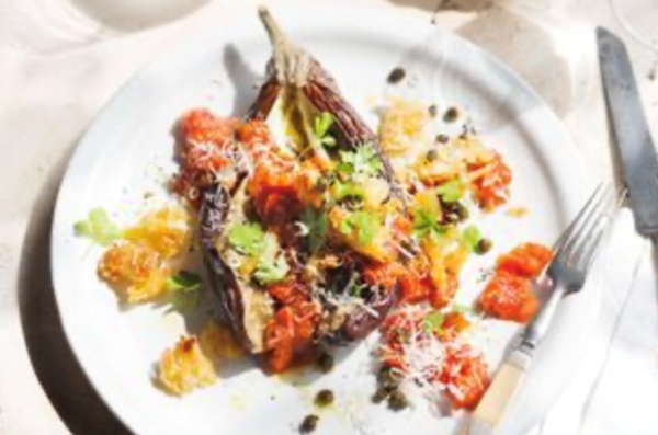 Tomato and crispy caper eggplants