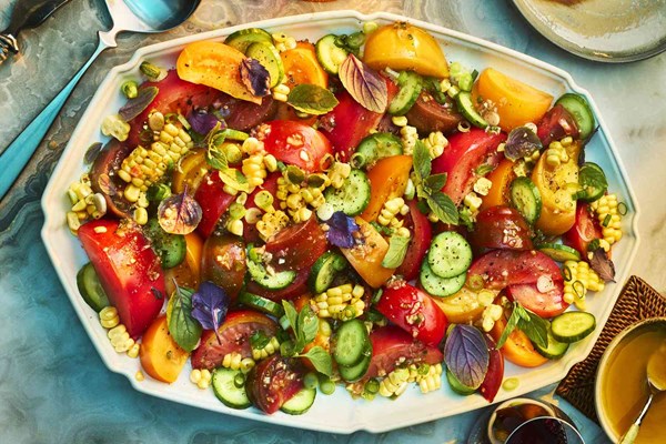Tomato and cucumber salad with fish sauce vinaigrette