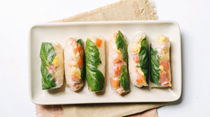 Tomato and egg rice paper rolls
