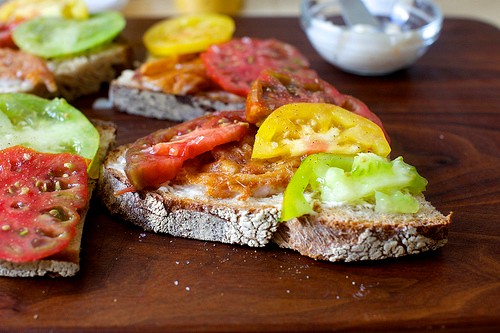 Tomato and fried provolone sandwich
