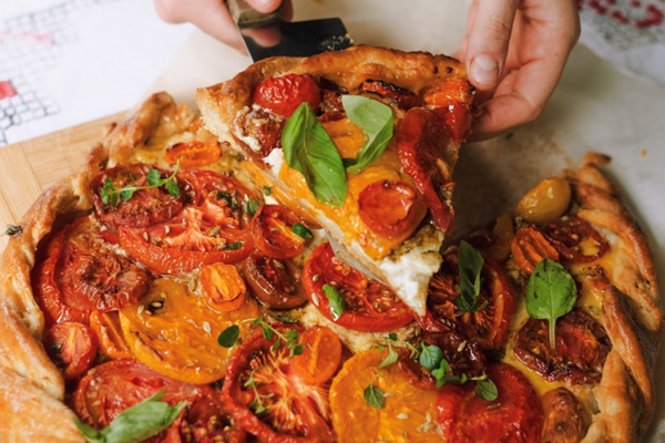 Tomato and haloumi galette