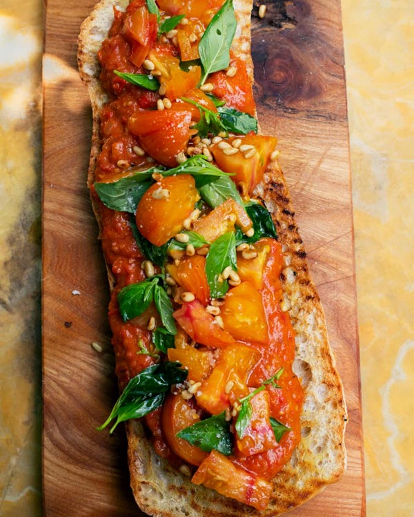 Tomato and roast pepper bruschetta