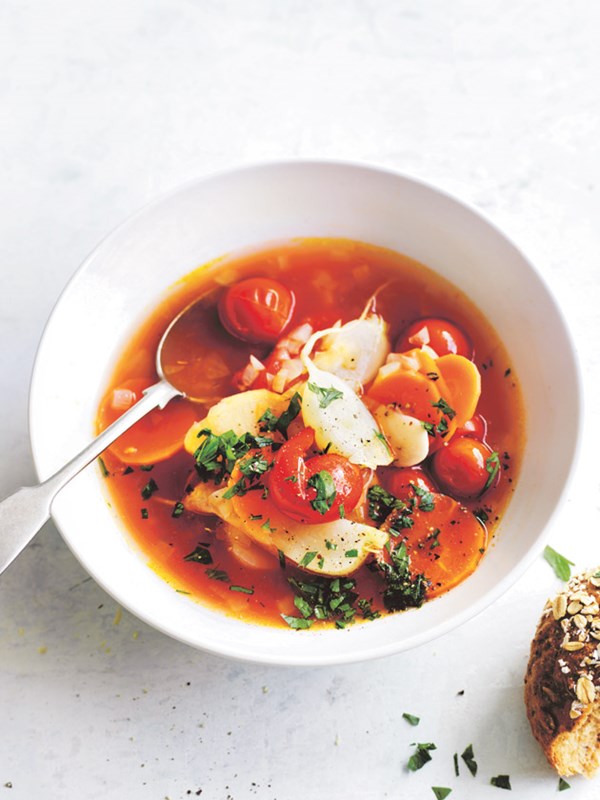 Tomato and root vegetable minestrone