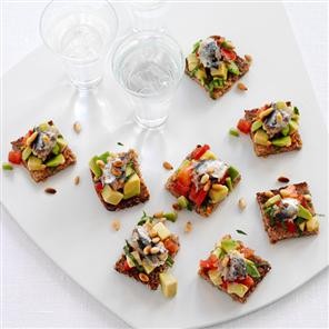 Tomato and sardine crostini