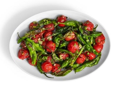 Tomato and shishito stir-fry