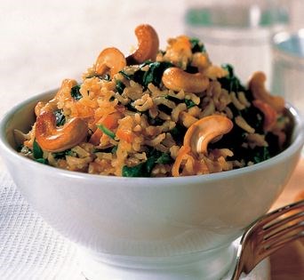 Tomato and spinach plov