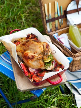 Tomato and thyme roast chicken