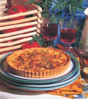 Tomato, basil and mozzarella quiche