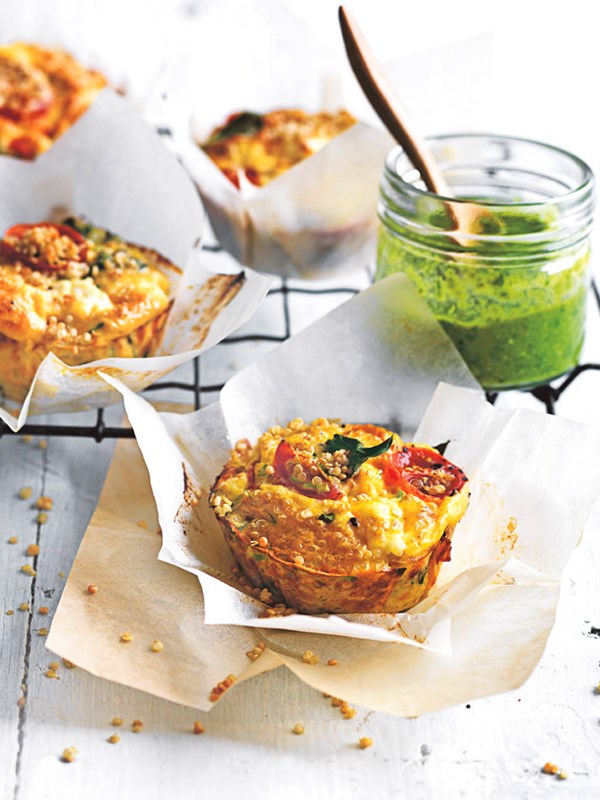 Tomato, basil and ricotta frittata muffins