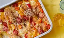 Tomato bread-and-butter pudding with ricotta and mustard