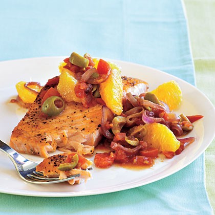 Tomato-citrus salmon