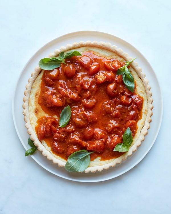 Tomato confit basil tart
