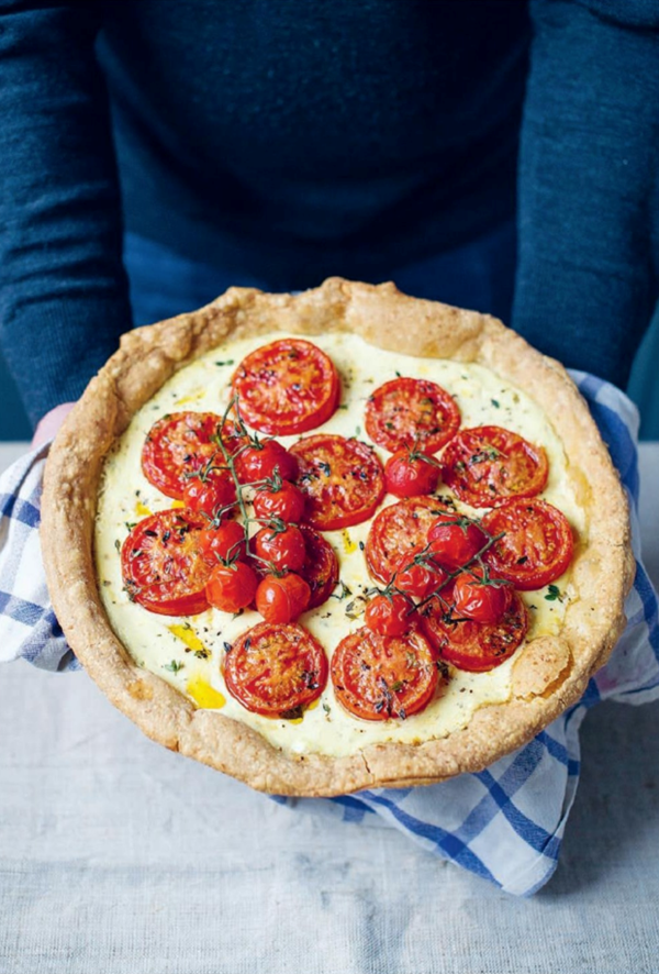Tomato, crème fraîche and mustard tart