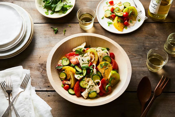 Tomato, cucumber, and fresh herb salad