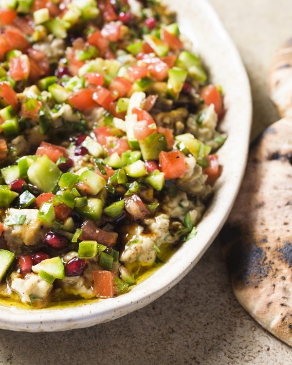 Tomato, cucumber and green chili salad