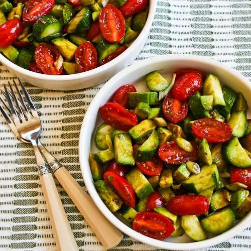 Tomato cucumber avocado salad