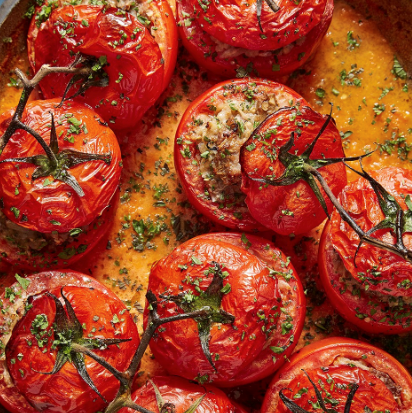 Tomato dolma with roasted eggplant (Koz patlicanli domates dolmasi)