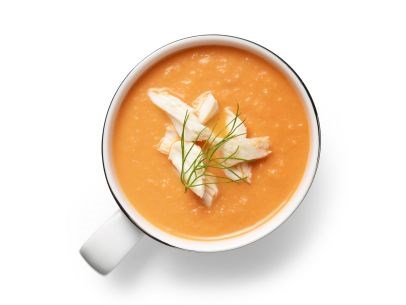Tomato-fennel soup with crab