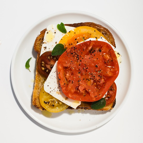 Tomato-feta open-face sandwich