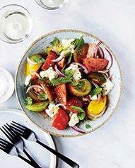 Tomato-feta salad with lime and mint