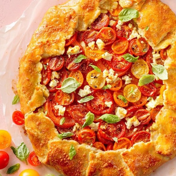Tomato galette with basil pesto & feta