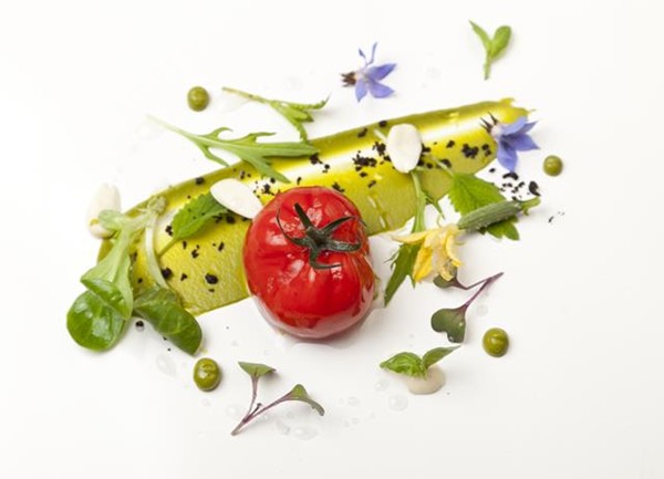 Tomato gazpacho and garden salad