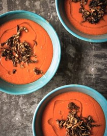 Tomato gazpacho with crispy sea greens