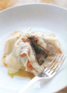 Tomato, goat's cheese and basil lasagne