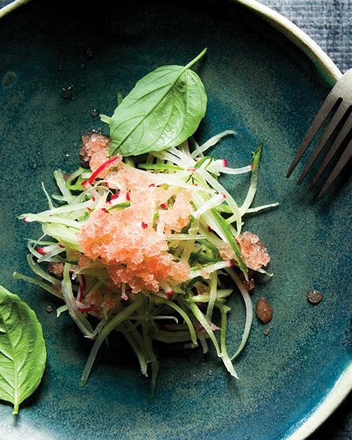 Tomato granita with summer salad