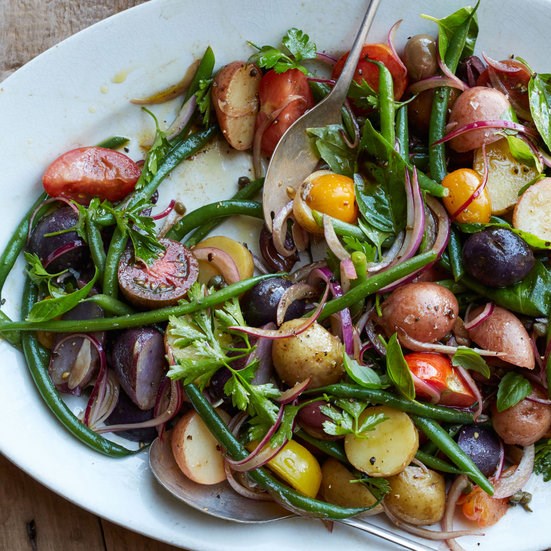Tomato, haricots verts and potato salad